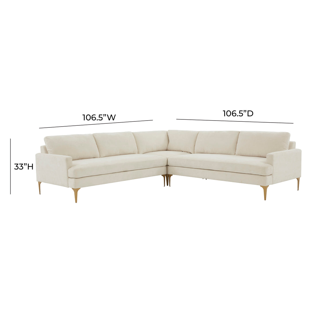 American Home Furniture | TOV Furniture - Serena Cream Velvet L-Sectional
