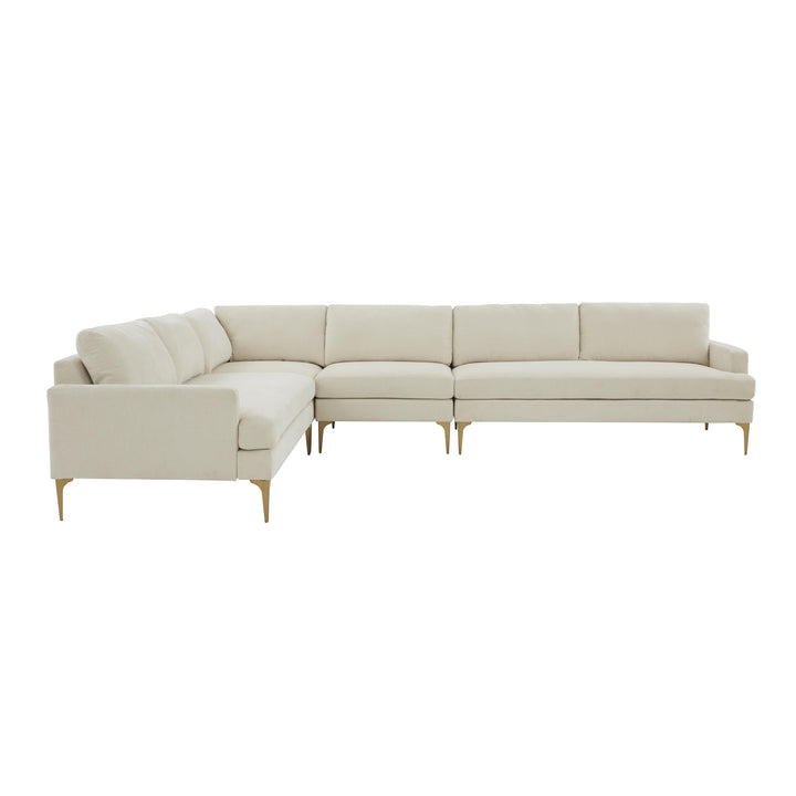 American Home Furniture | TOV Furniture - Serena Cream Velvet Large L-Sectional