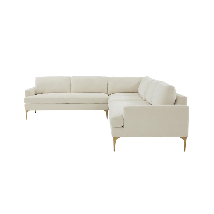 American Home Furniture | TOV Furniture - Serena Cream Velvet Large L-Sectional