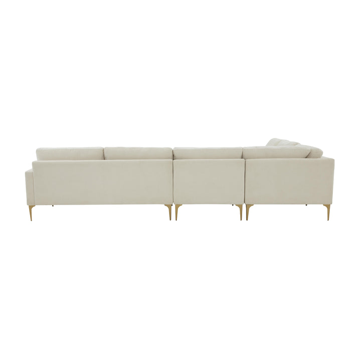 American Home Furniture | TOV Furniture - Serena Cream Velvet Large L-Sectional