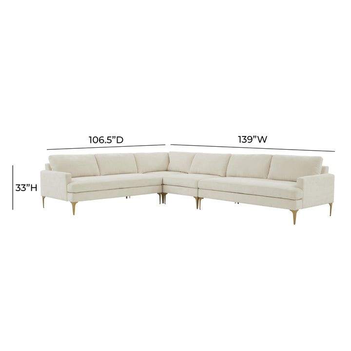 American Home Furniture | TOV Furniture - Serena Cream Velvet Large L-Sectional