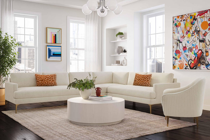 American Home Furniture | TOV Furniture - Serena Cream Velvet Large L-Sectional