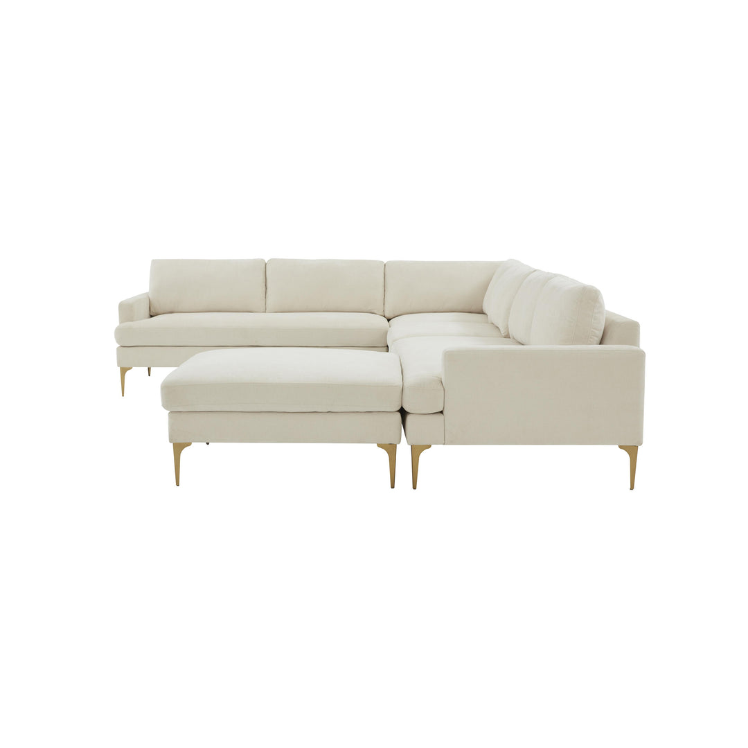 American Home Furniture | TOV Furniture - Serena Cream Velvet Large Chaise Sectional