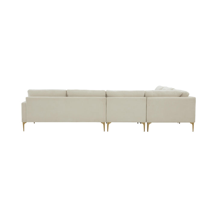 American Home Furniture | TOV Furniture - Serena Cream Velvet Large Chaise Sectional