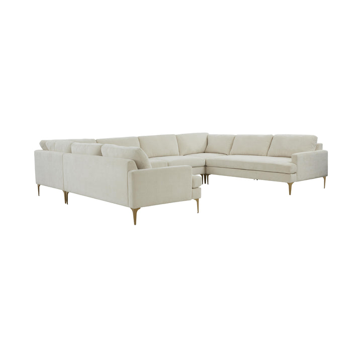 American Home Furniture | TOV Furniture - Serena Cream Velvet U-Sectional