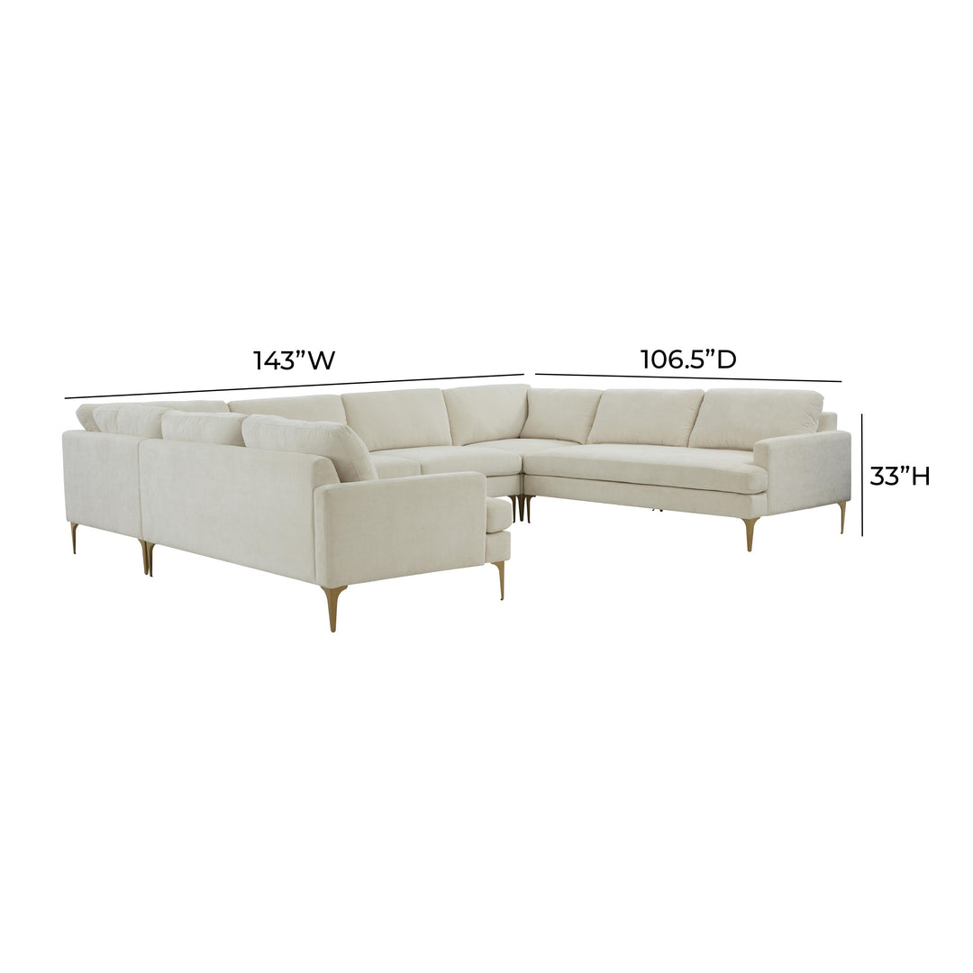 American Home Furniture | TOV Furniture - Serena Cream Velvet U-Sectional