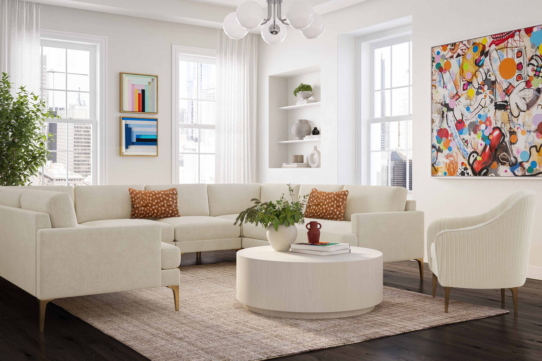 American Home Furniture | TOV Furniture - Serena Cream Velvet U-Sectional