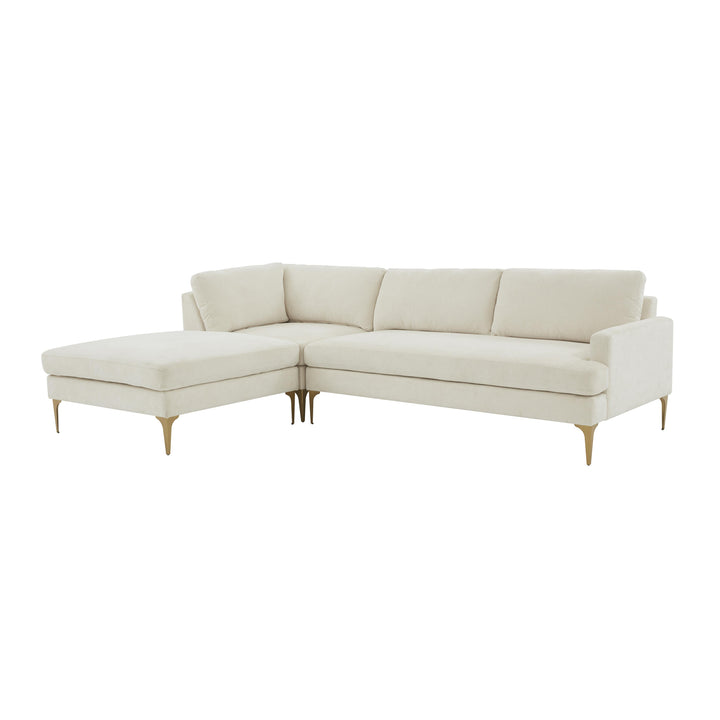 American Home Furniture | TOV Furniture - Serena Cream Velvet LAF Chaise Sectional