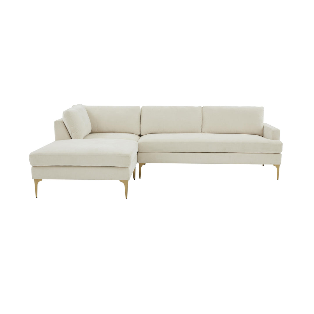 American Home Furniture | TOV Furniture - Serena Cream Velvet LAF Chaise Sectional