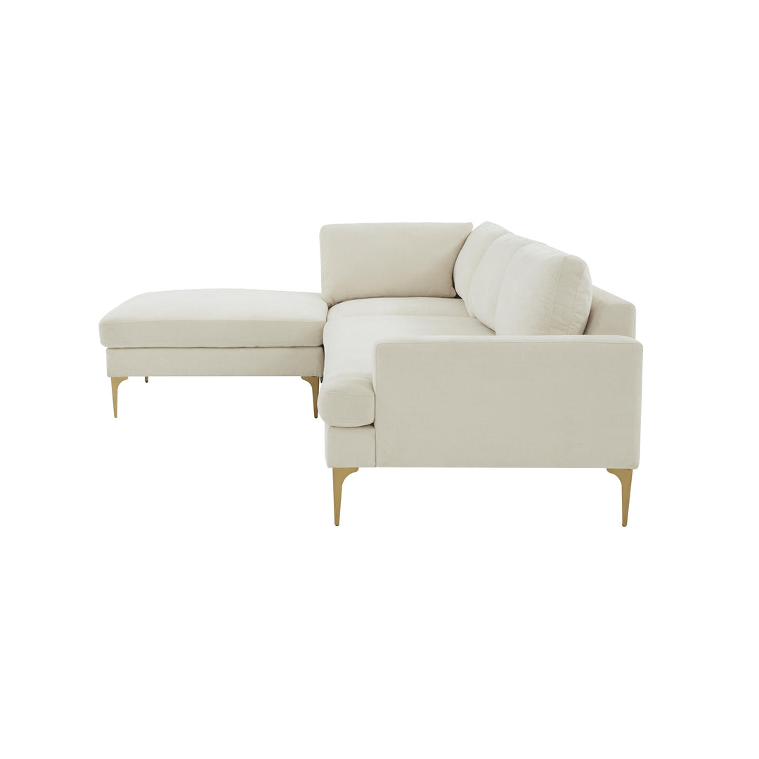 American Home Furniture | TOV Furniture - Serena Cream Velvet LAF Chaise Sectional