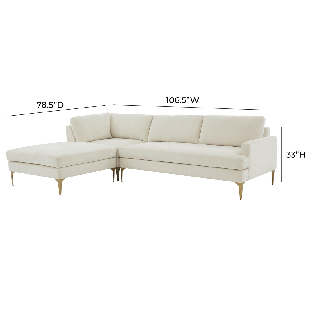 American Home Furniture | TOV Furniture - Serena Cream Velvet LAF Chaise Sectional