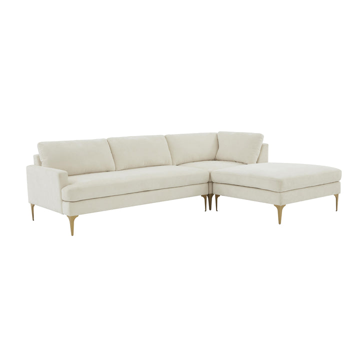 American Home Furniture | TOV Furniture - Serena Cream Velvet RAF Chaise Sectional