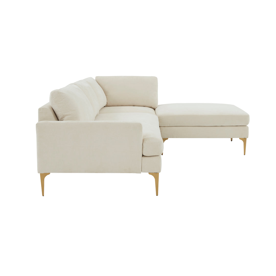 American Home Furniture | TOV Furniture - Serena Cream Velvet RAF Chaise Sectional
