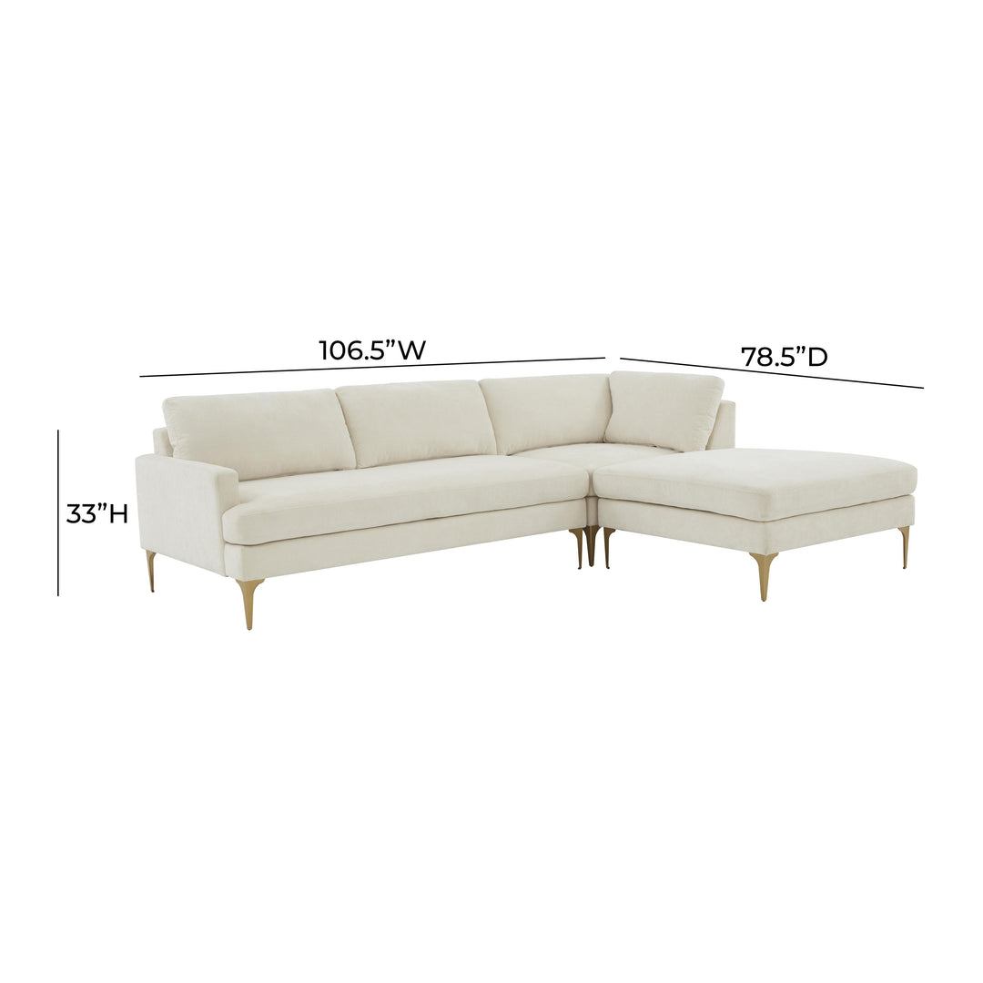 American Home Furniture | TOV Furniture - Serena Cream Velvet RAF Chaise Sectional