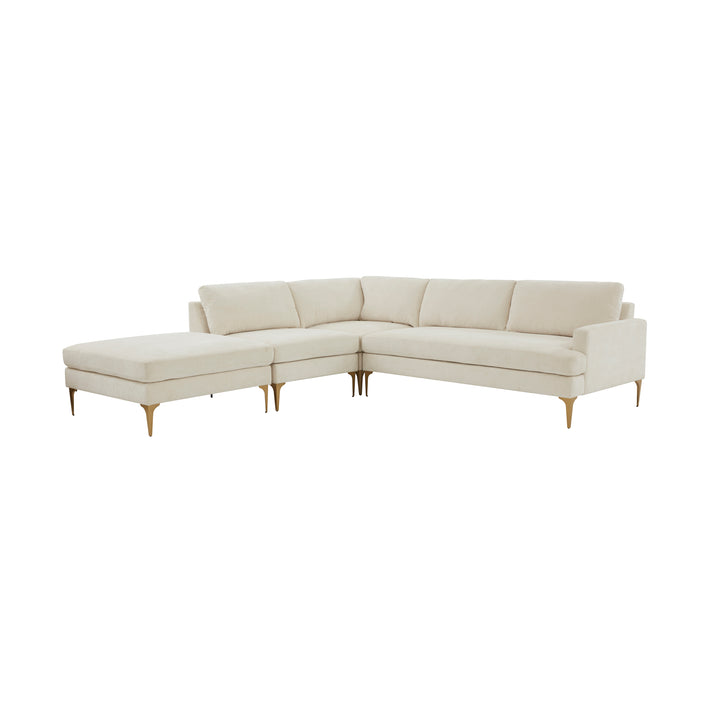 American Home Furniture | TOV Furniture - Serena Cream Velvet Large LAF Chaise Sectional