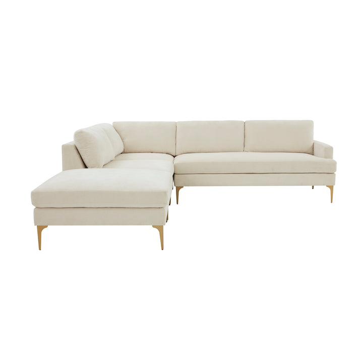 American Home Furniture | TOV Furniture - Serena Cream Velvet Large LAF Chaise Sectional