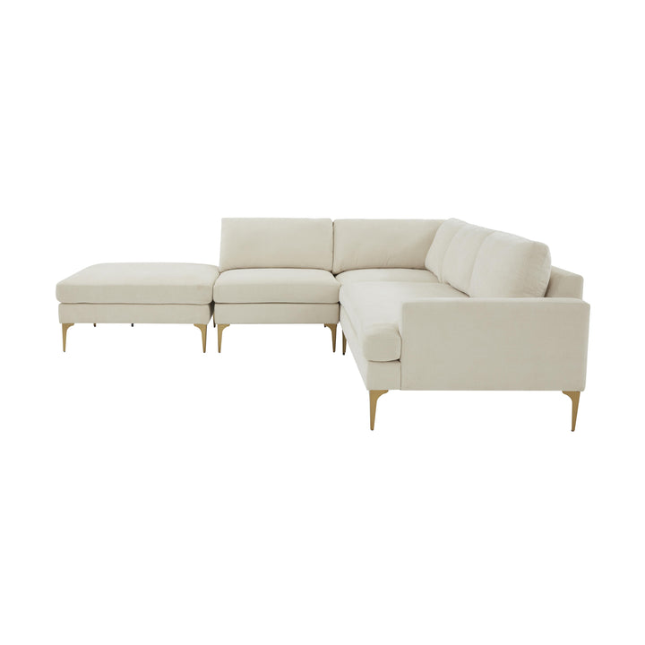 American Home Furniture | TOV Furniture - Serena Cream Velvet Large LAF Chaise Sectional