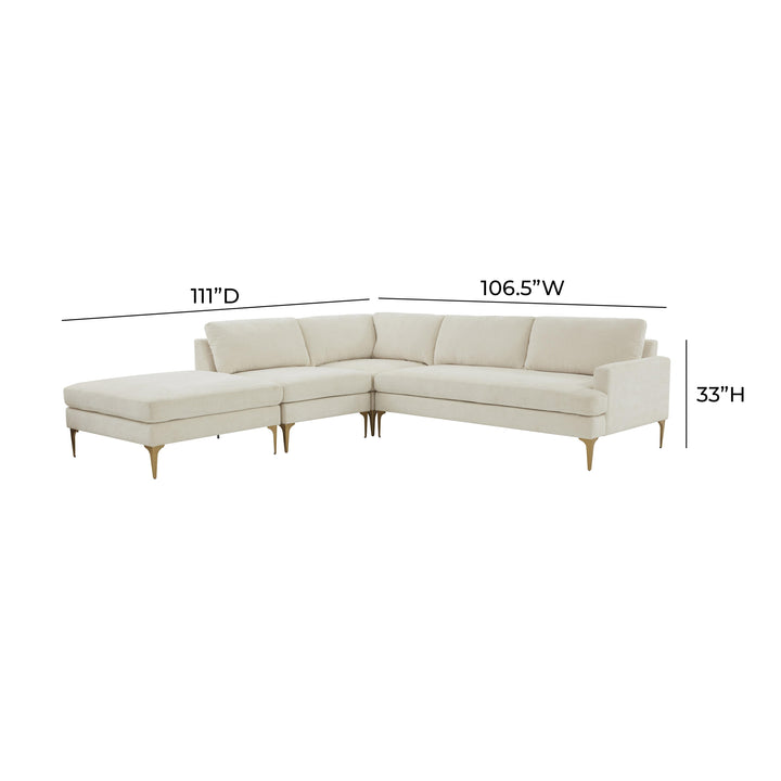 American Home Furniture | TOV Furniture - Serena Cream Velvet Large LAF Chaise Sectional