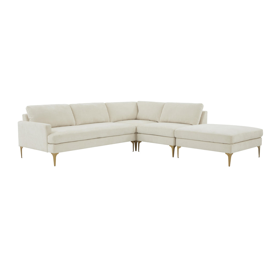 American Home Furniture | TOV Furniture - Serena Cream Velvet Large RAF Chaise Sectional
