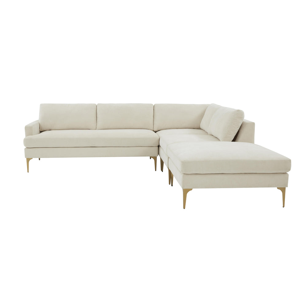American Home Furniture | TOV Furniture - Serena Cream Velvet Large RAF Chaise Sectional