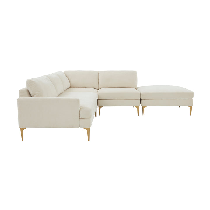 American Home Furniture | TOV Furniture - Serena Cream Velvet Large RAF Chaise Sectional