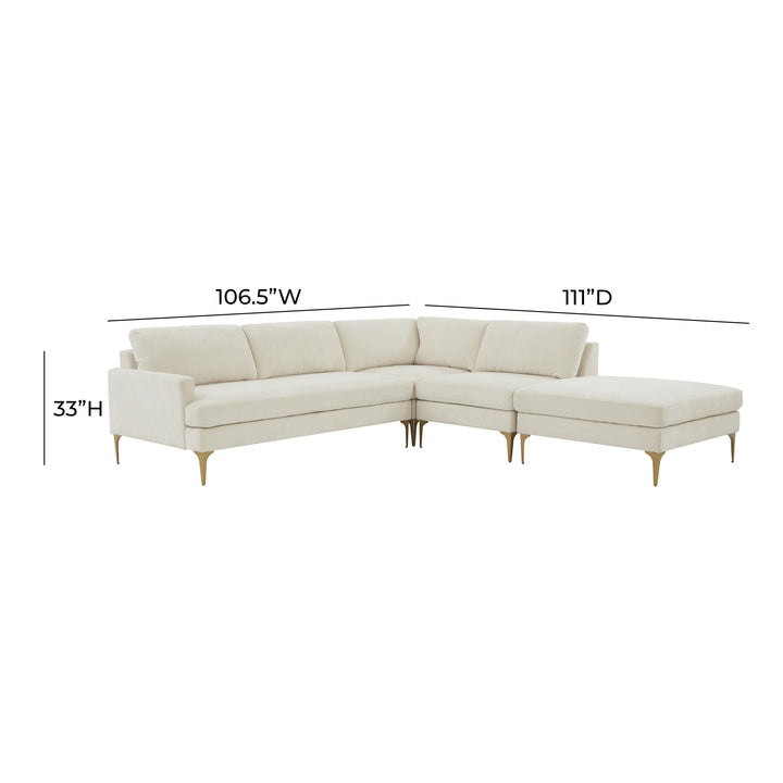 American Home Furniture | TOV Furniture - Serena Cream Velvet Large RAF Chaise Sectional