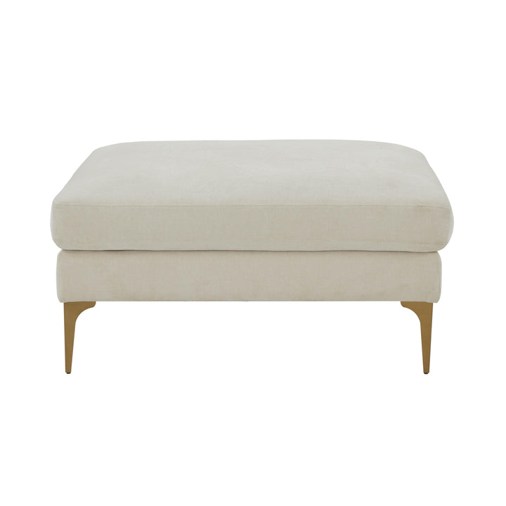 American Home Furniture | TOV Furniture - Serena Cream Velvet Ottoman