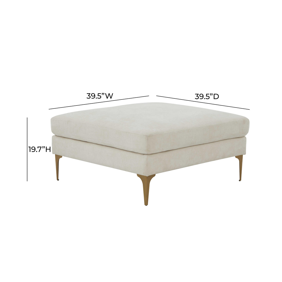 American Home Furniture | TOV Furniture - Serena Cream Velvet Ottoman