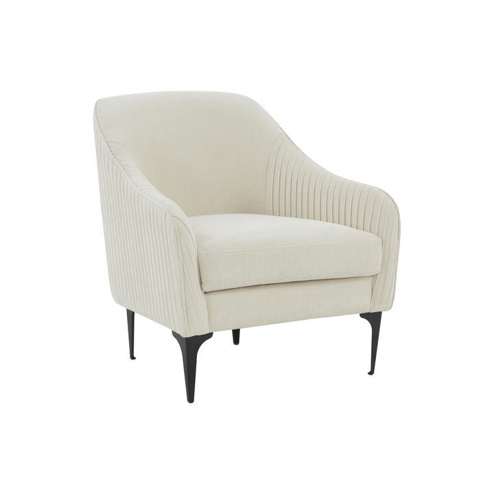 American Home Furniture | TOV Furniture - Serena Cream Velvet Accent Chair with Black Legs