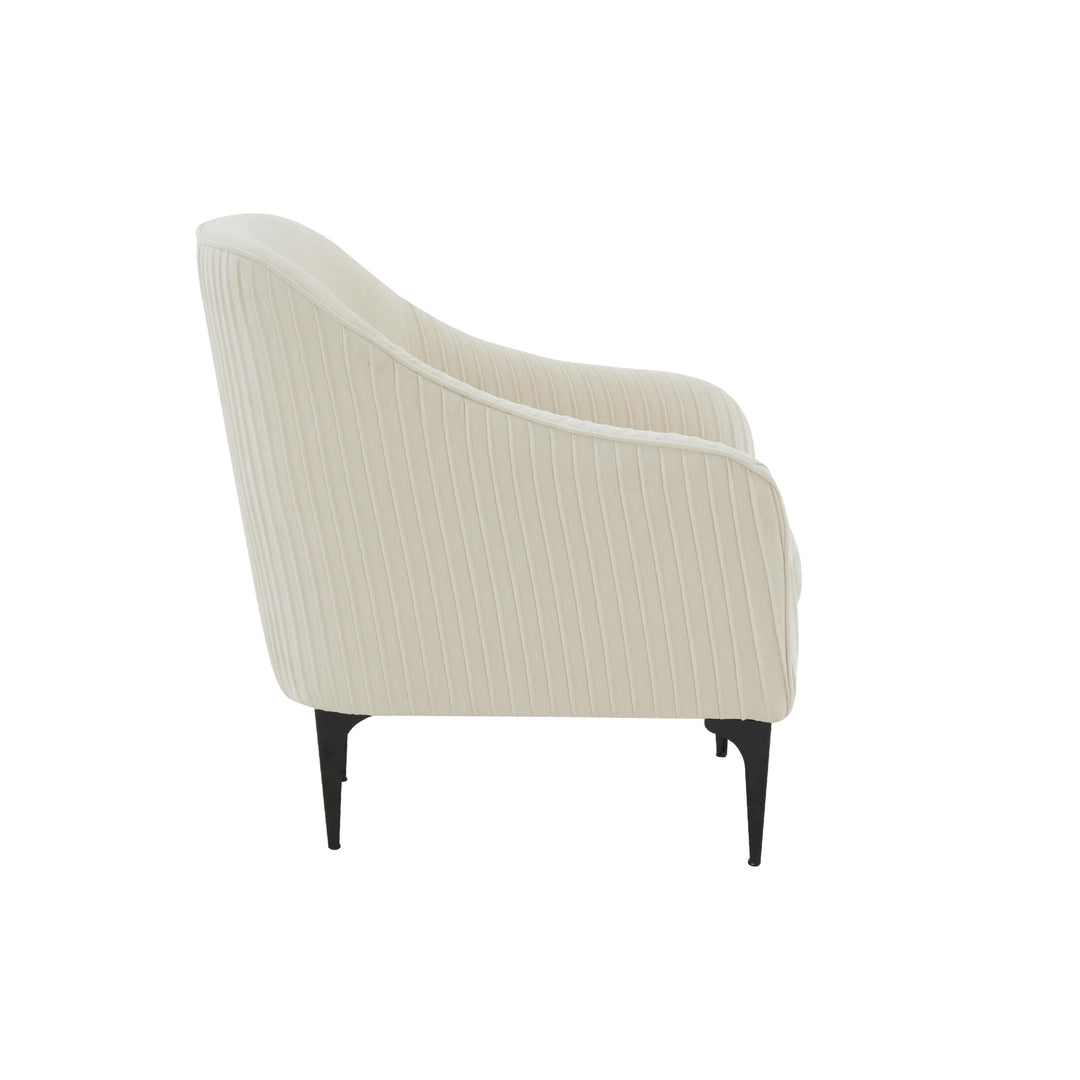 American Home Furniture | TOV Furniture - Serena Cream Velvet Accent Chair with Black Legs