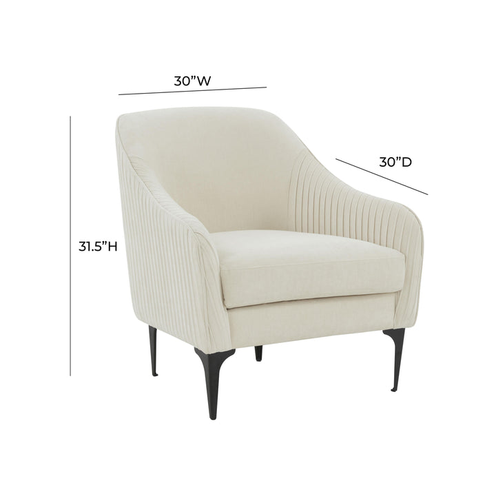 American Home Furniture | TOV Furniture - Serena Cream Velvet Accent Chair with Black Legs