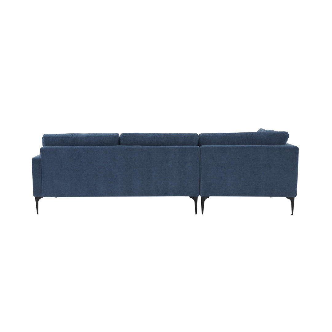 American Home Furniture | TOV Furniture - Serena Blue Velvet LAF Chaise Sectional with Black Legs