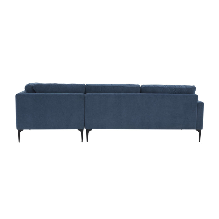 American Home Furniture | TOV Furniture - Serena Blue Velvet RAF Chaise Sectional with Black Legs