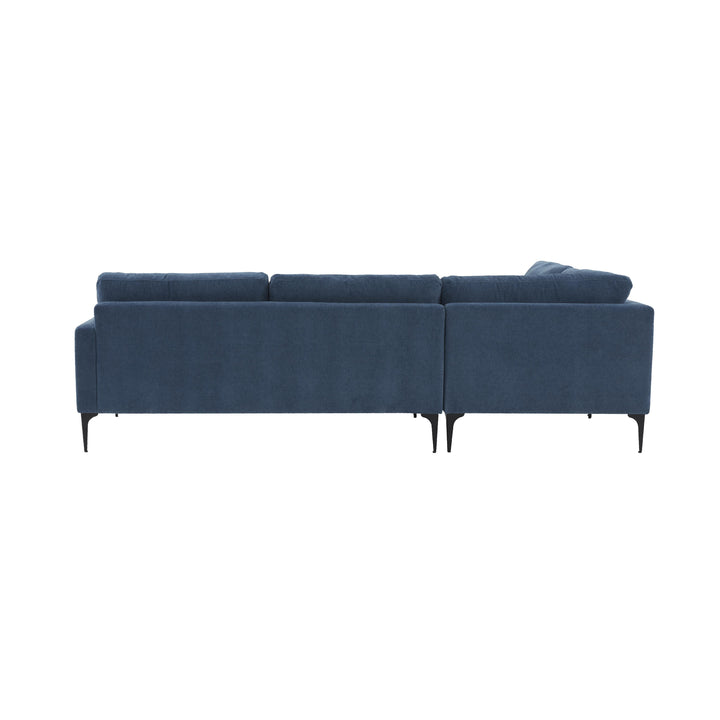 American Home Furniture | TOV Furniture - Serena Blue Velvet Large LAF Chaise Sectional with Black Legs