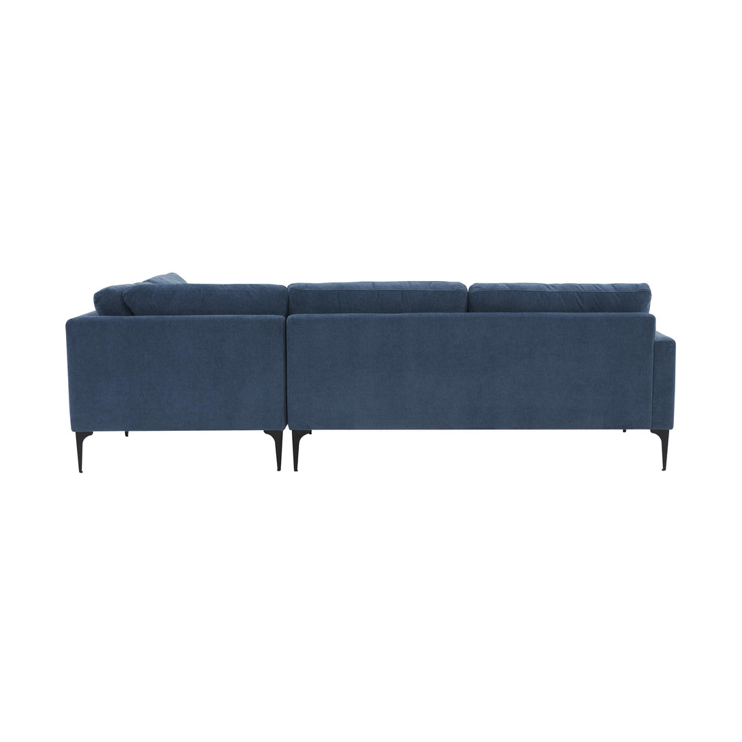 American Home Furniture | TOV Furniture - Serena Blue Velvet Large RAF Chaise Sectional with Black Legs