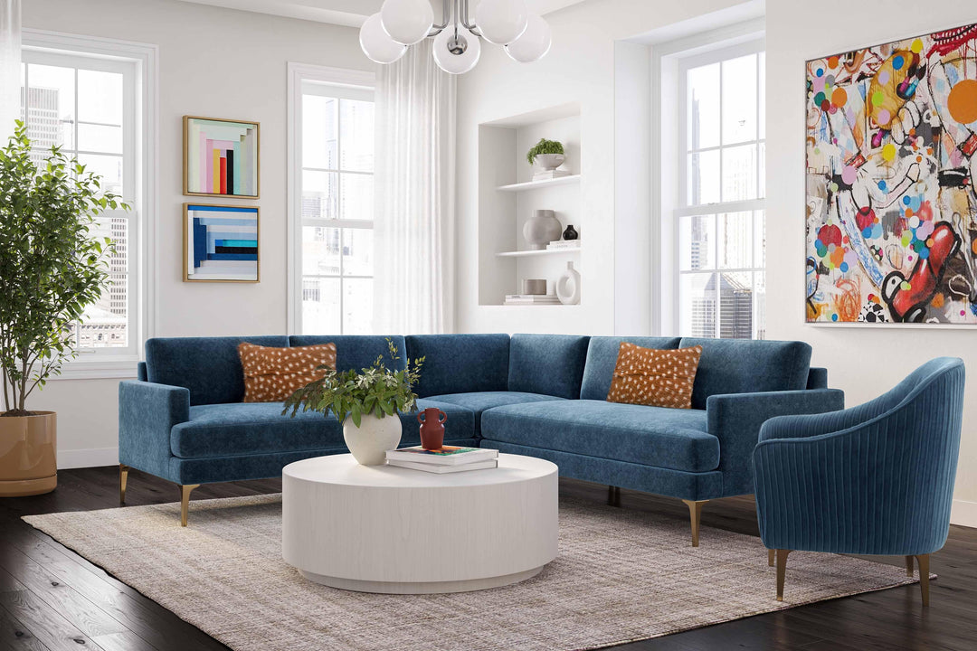 American Home Furniture | TOV Furniture - Serena Blue Velvet L-Sectional