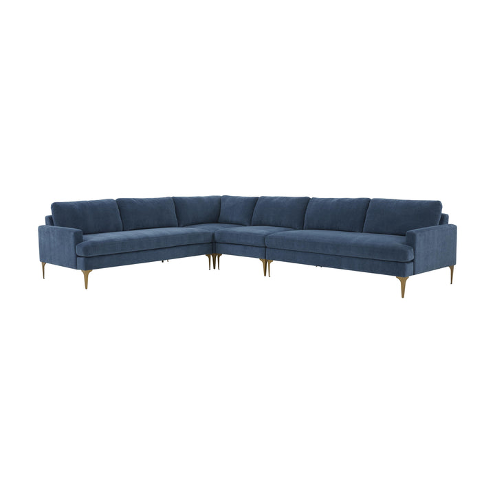 American Home Furniture | TOV Furniture - Serena Blue Velvet Large L-Sectional