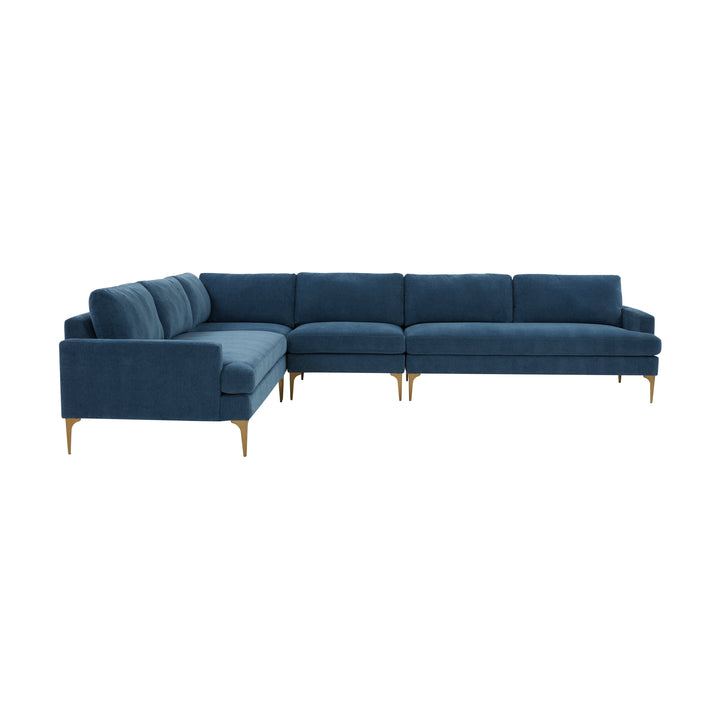 American Home Furniture | TOV Furniture - Serena Blue Velvet Large L-Sectional