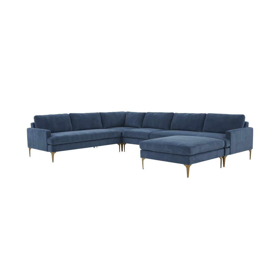 American Home Furniture | TOV Furniture - Serena Blue Velvet Large Chaise Sectional