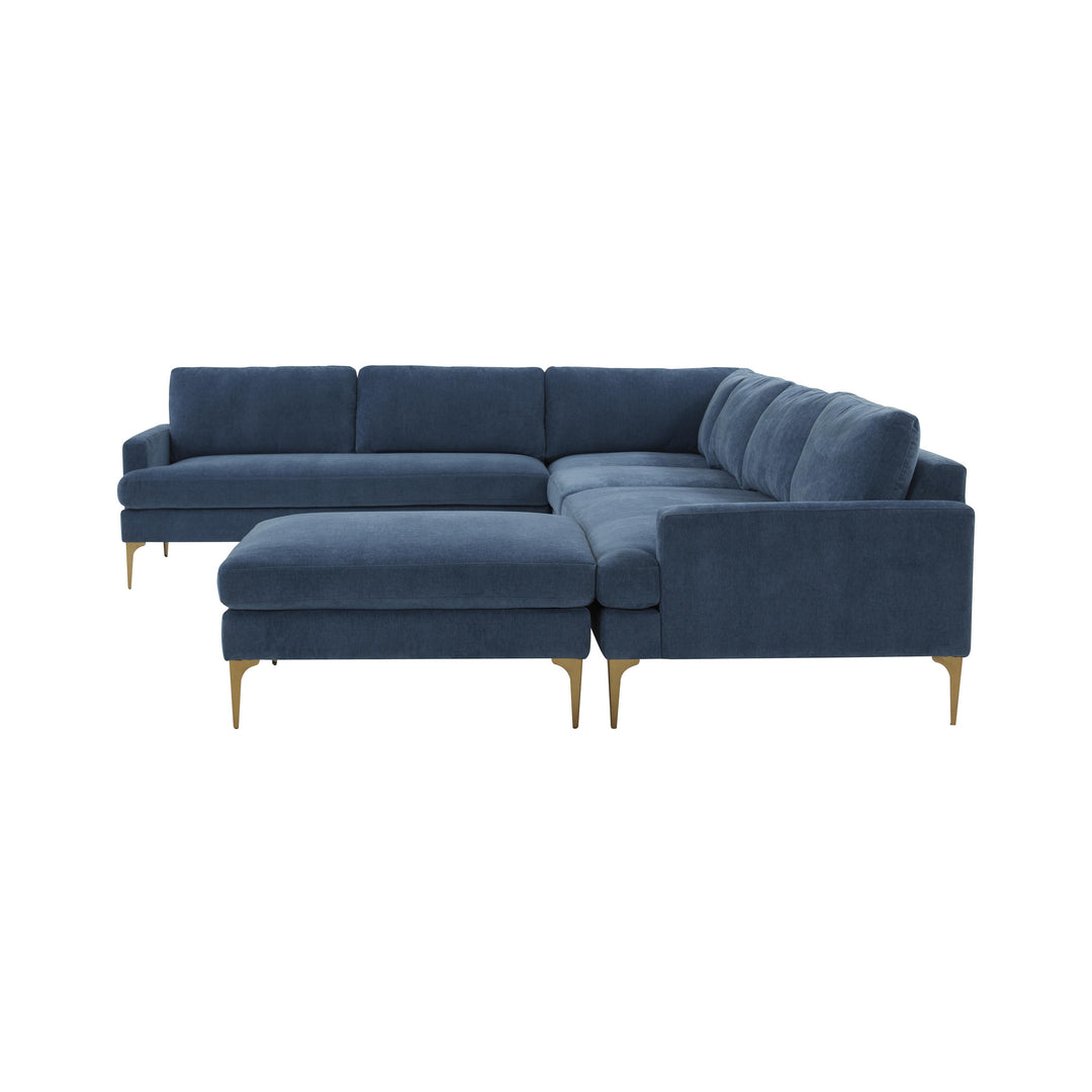 American Home Furniture | TOV Furniture - Serena Blue Velvet Large Chaise Sectional