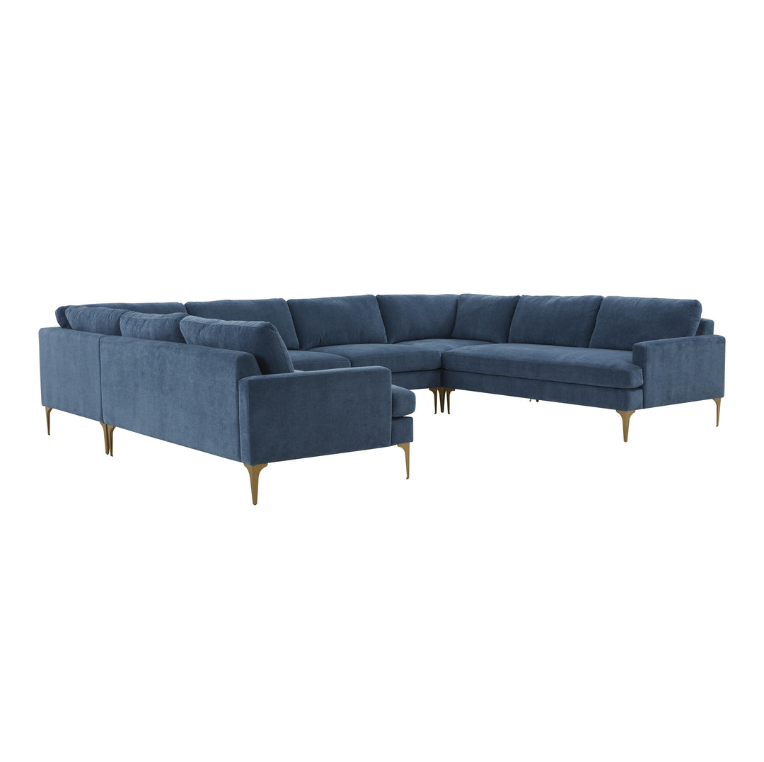 American Home Furniture | TOV Furniture - Serena Blue Velvet U-Sectional