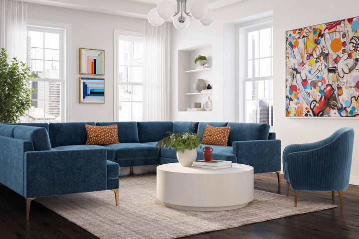 American Home Furniture | TOV Furniture - Serena Blue Velvet U-Sectional