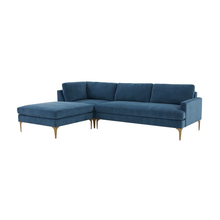 American Home Furniture | TOV Furniture - Serena Blue Velvet LAF Chaise Sectional