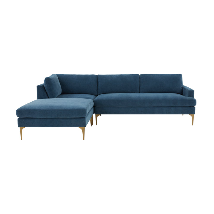 American Home Furniture | TOV Furniture - Serena Blue Velvet LAF Chaise Sectional