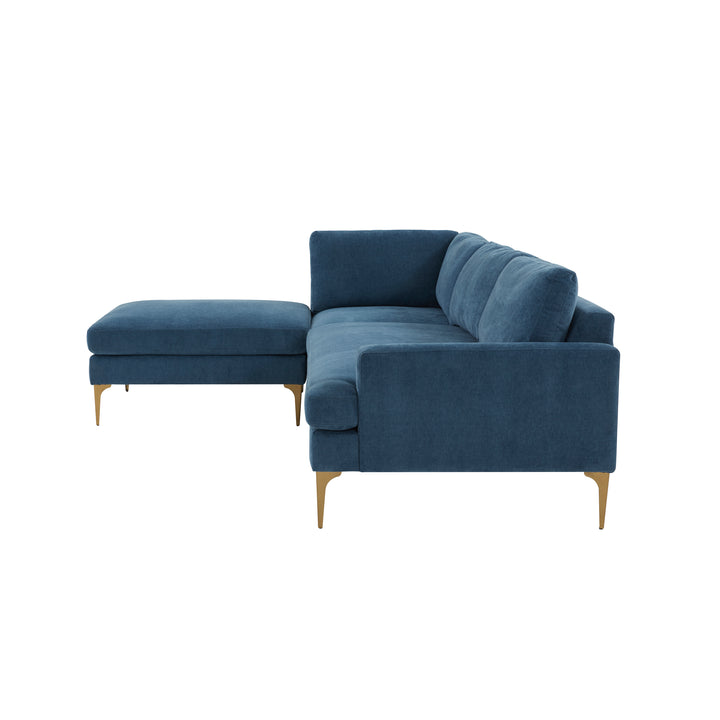 American Home Furniture | TOV Furniture - Serena Blue Velvet LAF Chaise Sectional