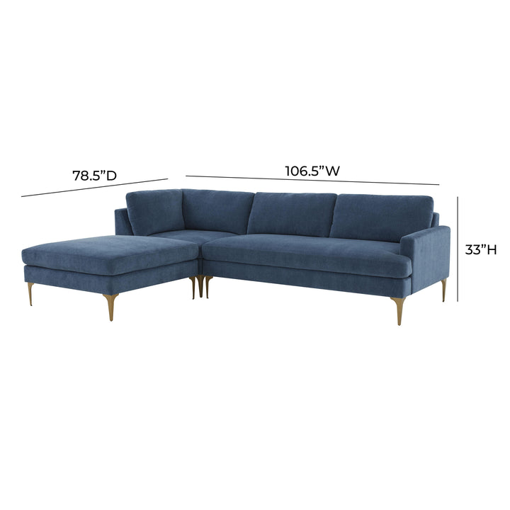 American Home Furniture | TOV Furniture - Serena Blue Velvet LAF Chaise Sectional