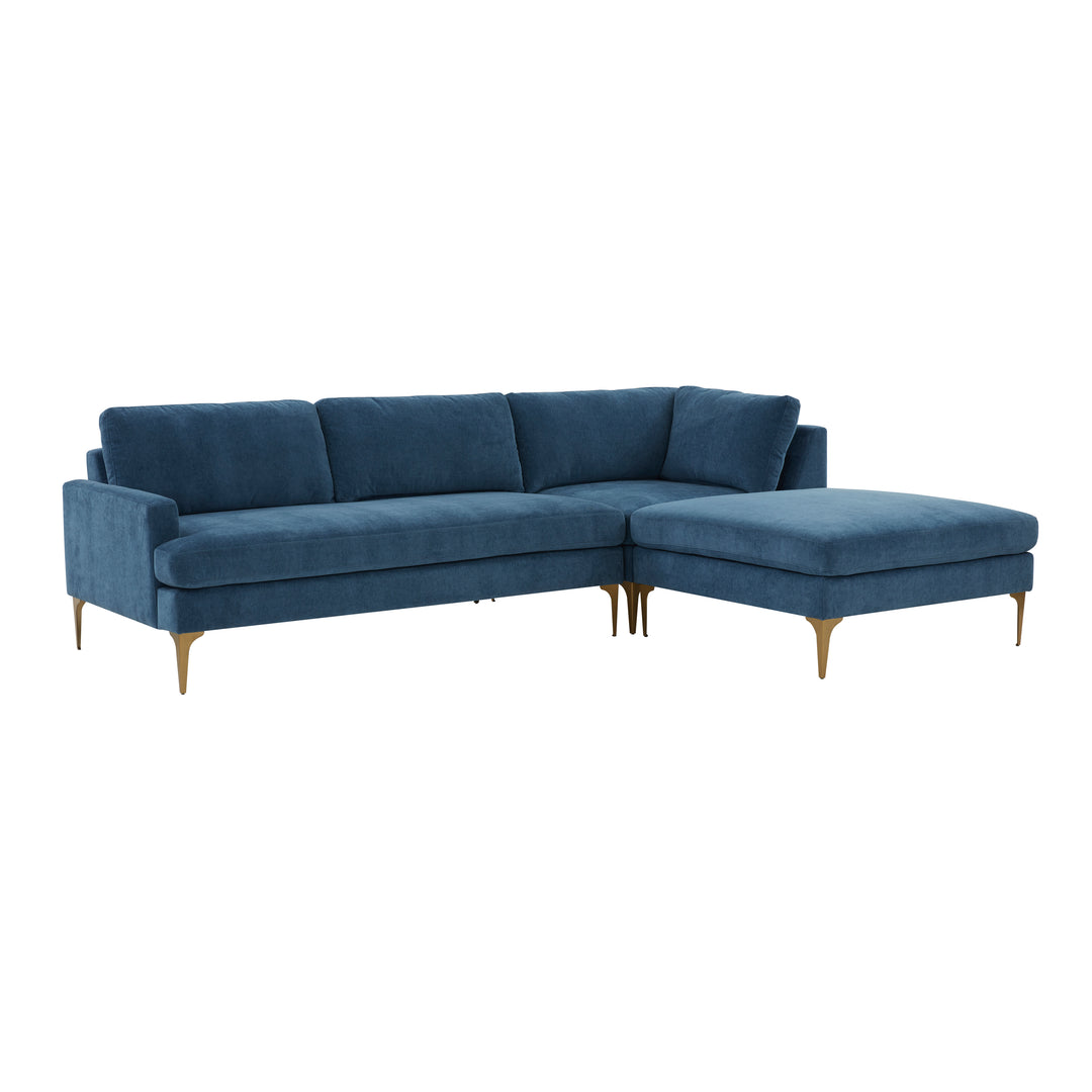 American Home Furniture | TOV Furniture - Serena Blue Velvet RAF Chaise Sectional