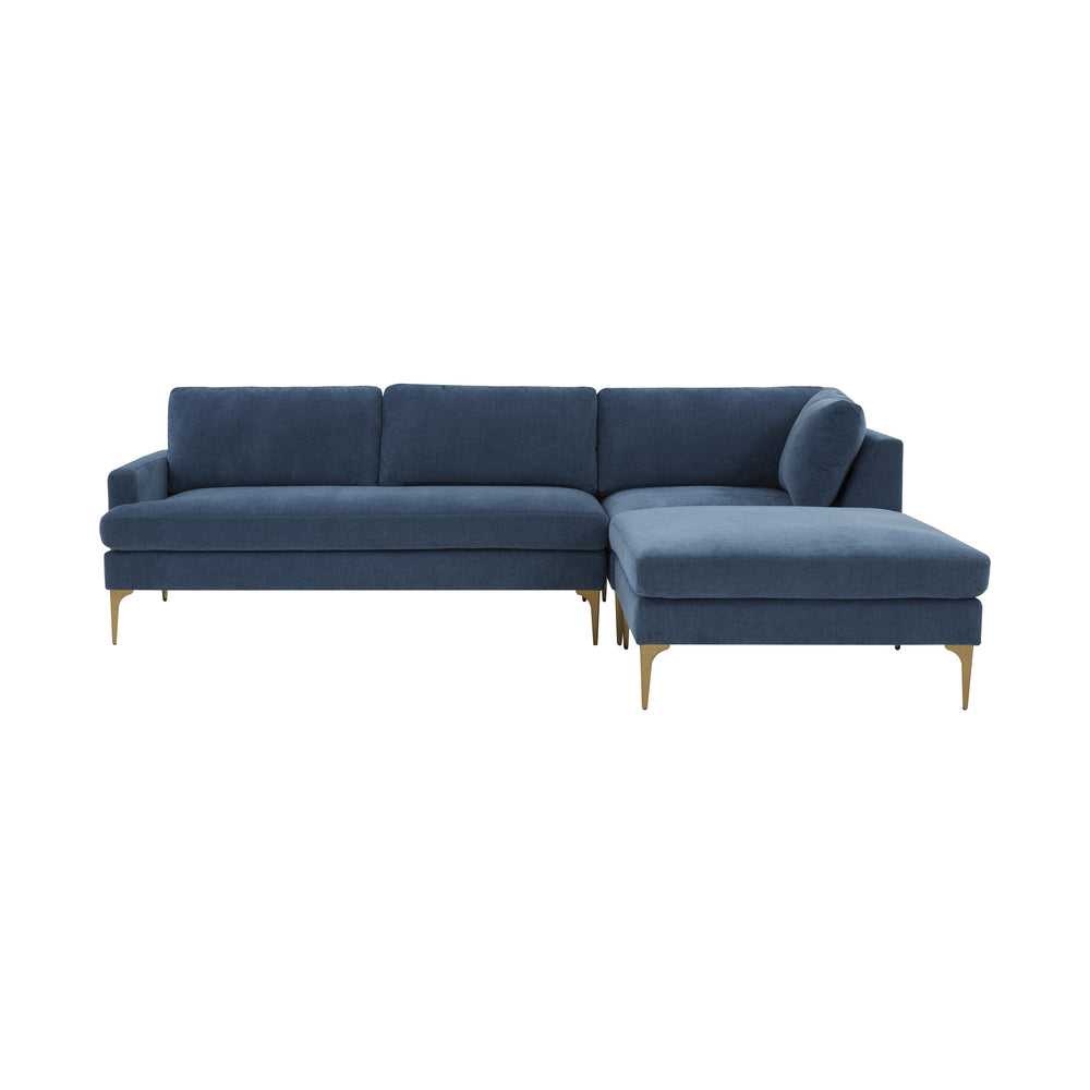 American Home Furniture | TOV Furniture - Serena Blue Velvet RAF Chaise Sectional