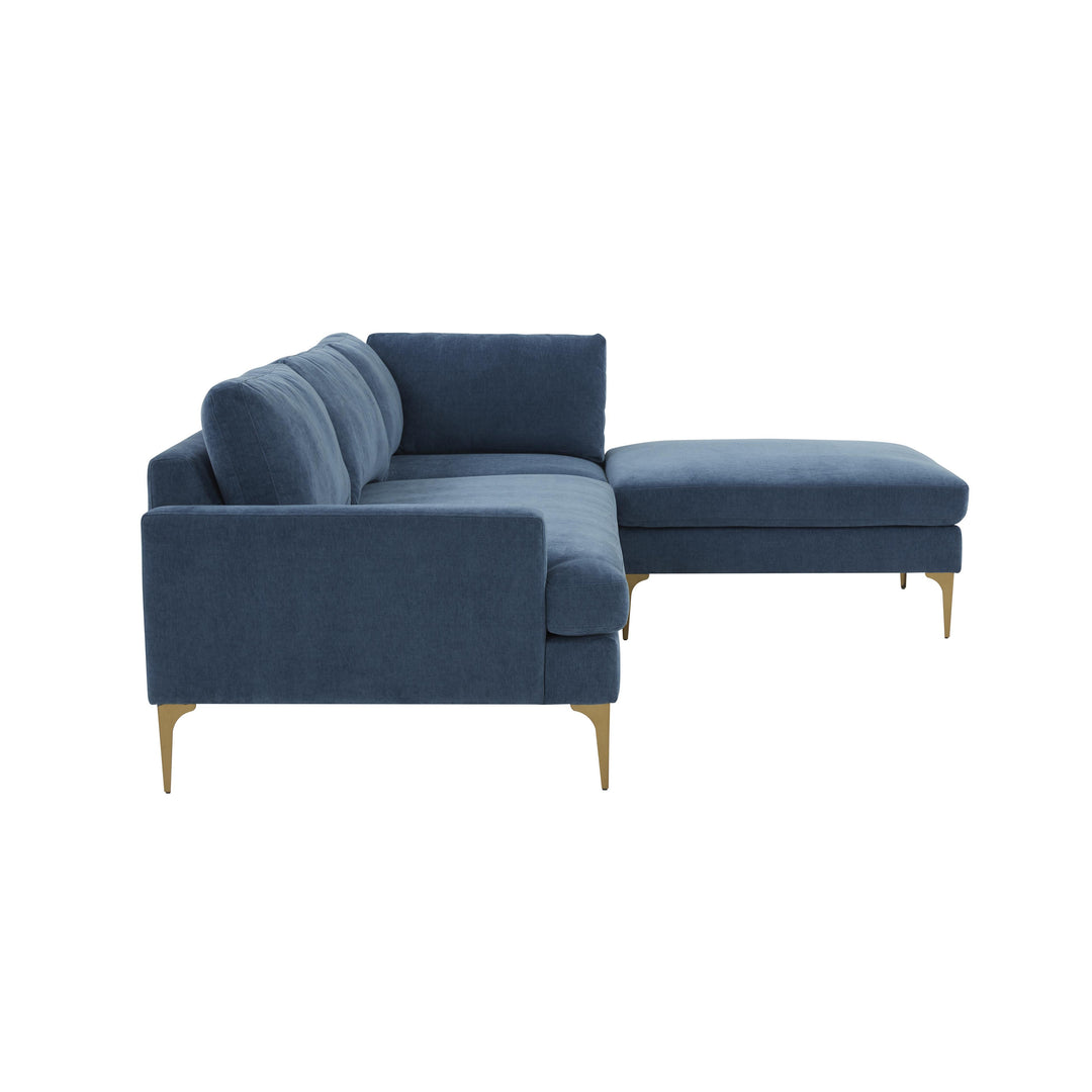 American Home Furniture | TOV Furniture - Serena Blue Velvet RAF Chaise Sectional