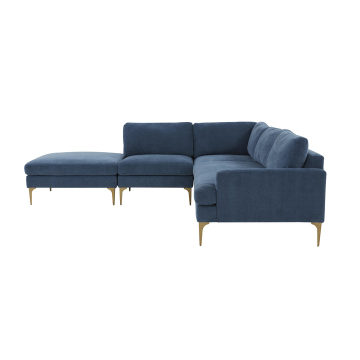 American Home Furniture | TOV Furniture - Serena Blue Velvet Large LAF Chaise Sectional